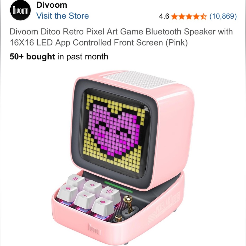 Ditoo Retro Pixel Art Bluetooth Speaker - Pink
